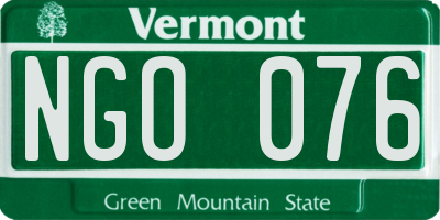 VT license plate NGO076