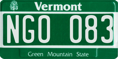 VT license plate NGO083