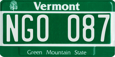 VT license plate NGO087