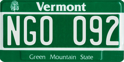 VT license plate NGO092