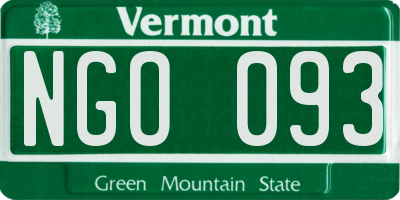 VT license plate NGO093