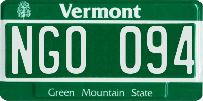 VT license plate NGO094