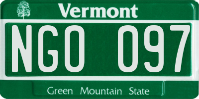 VT license plate NGO097