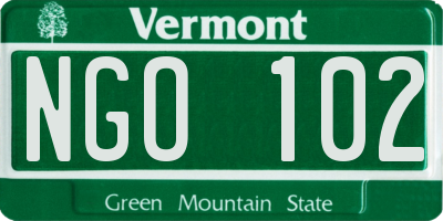 VT license plate NGO102