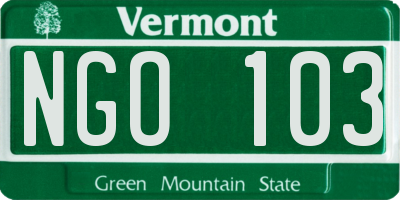 VT license plate NGO103
