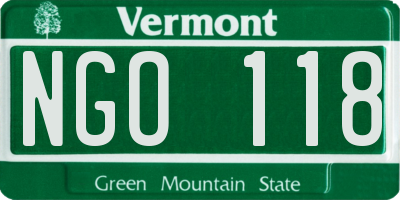 VT license plate NGO118