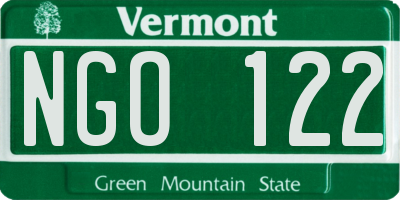 VT license plate NGO122
