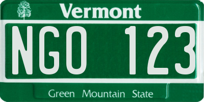 VT license plate NGO123