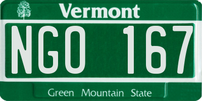 VT license plate NGO167