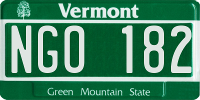 VT license plate NGO182
