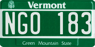 VT license plate NGO183