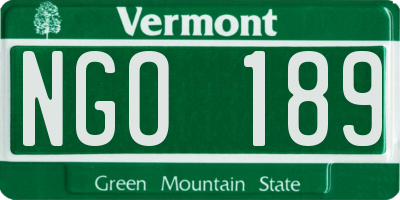 VT license plate NGO189