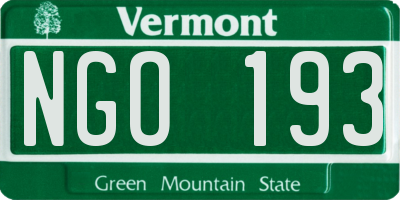 VT license plate NGO193