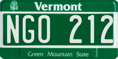 VT license plate NGO212