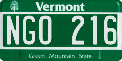 VT license plate NGO216