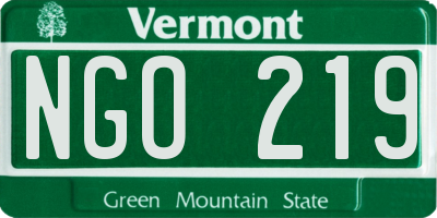 VT license plate NGO219