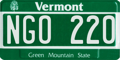 VT license plate NGO220