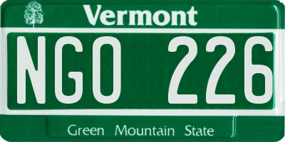 VT license plate NGO226