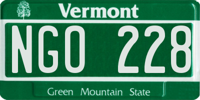 VT license plate NGO228