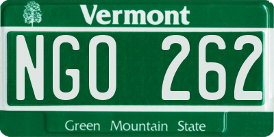 VT license plate NGO262