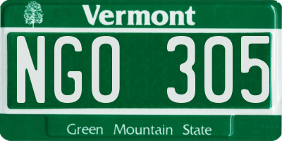 VT license plate NGO305