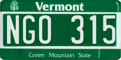 VT license plate NGO315