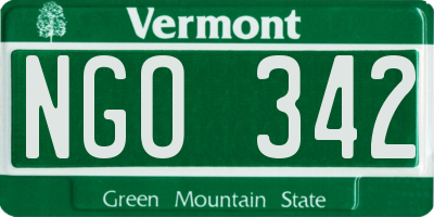 VT license plate NGO342