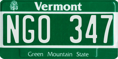 VT license plate NGO347