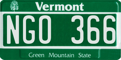 VT license plate NGO366