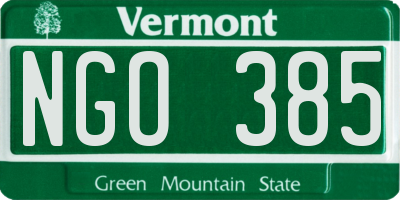VT license plate NGO385