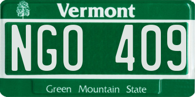 VT license plate NGO409