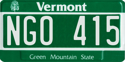 VT license plate NGO415