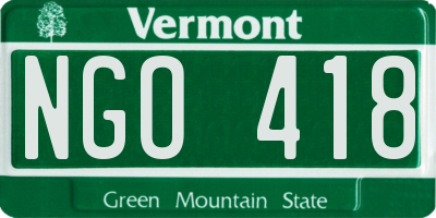 VT license plate NGO418