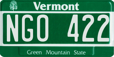 VT license plate NGO422