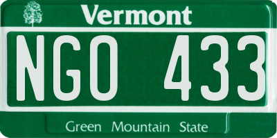VT license plate NGO433