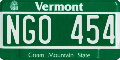VT license plate NGO454