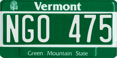 VT license plate NGO475