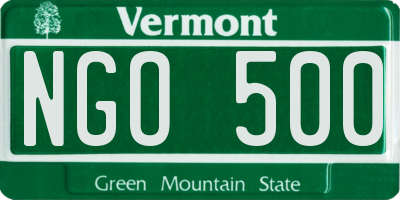 VT license plate NGO500