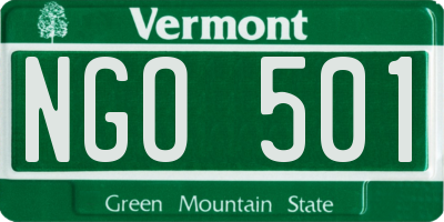 VT license plate NGO501