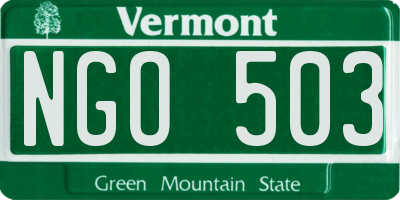 VT license plate NGO503