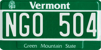 VT license plate NGO504