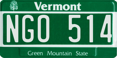 VT license plate NGO514