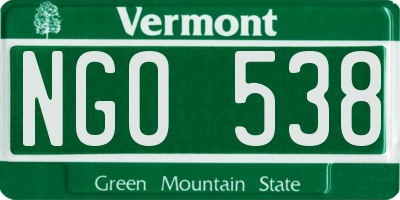 VT license plate NGO538