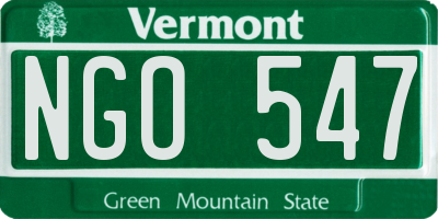 VT license plate NGO547