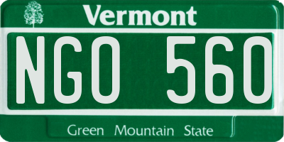VT license plate NGO560
