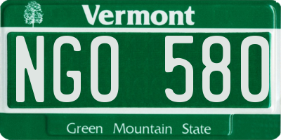 VT license plate NGO580