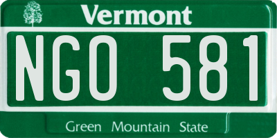 VT license plate NGO581
