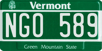 VT license plate NGO589