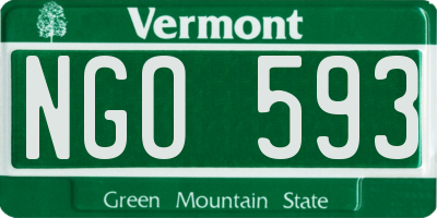 VT license plate NGO593