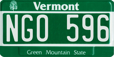 VT license plate NGO596